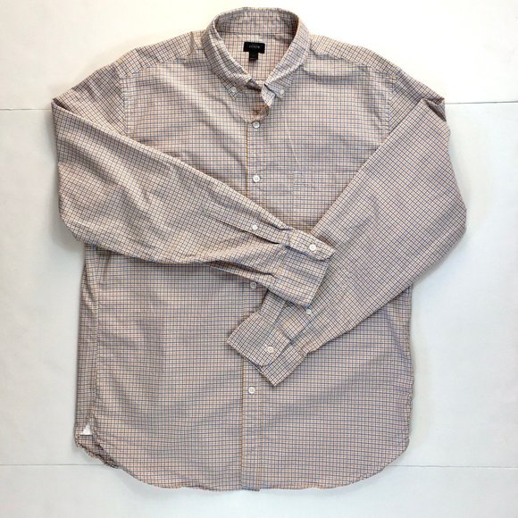 J. Crew 100% Cotton Check Button Down sz L - Picture 1 of 6